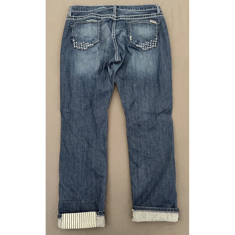 Cruel Denim Rhyon Dark Jeans Womens Sz 30/9R Mid-Rise Straight Leg Patched Style - Picture 9 of 13